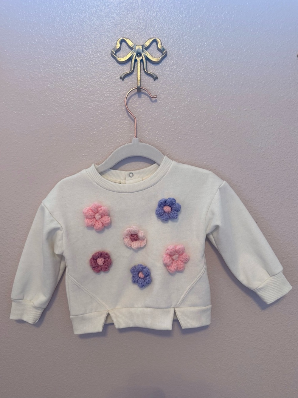 Madison Cream Sweatshirt with Pink & Purple Flower Accents